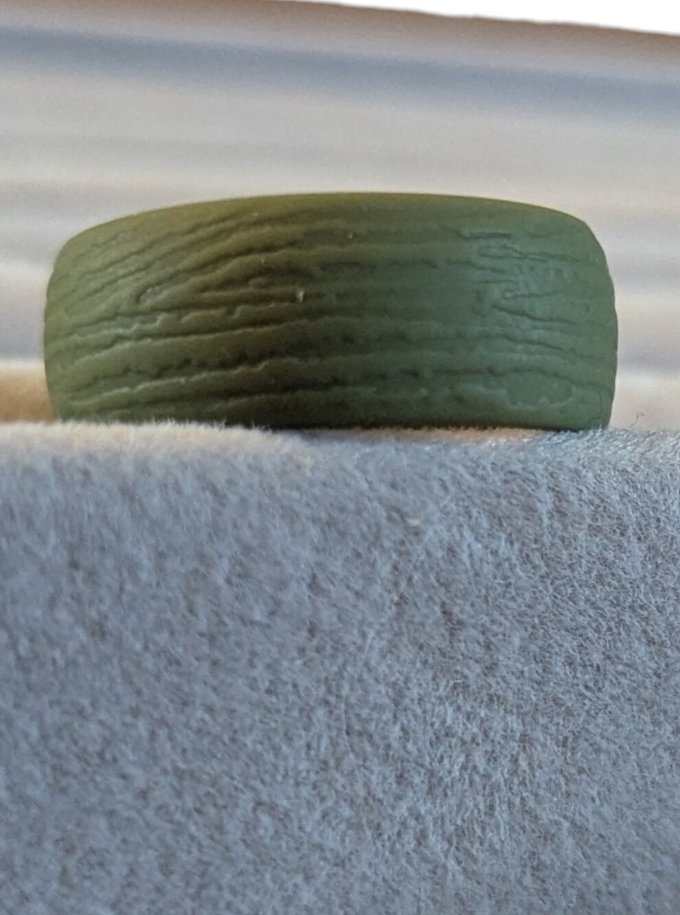 Wood Grain Textured Silicone Men's Ring - Olive Green - Size 9, 10, 11